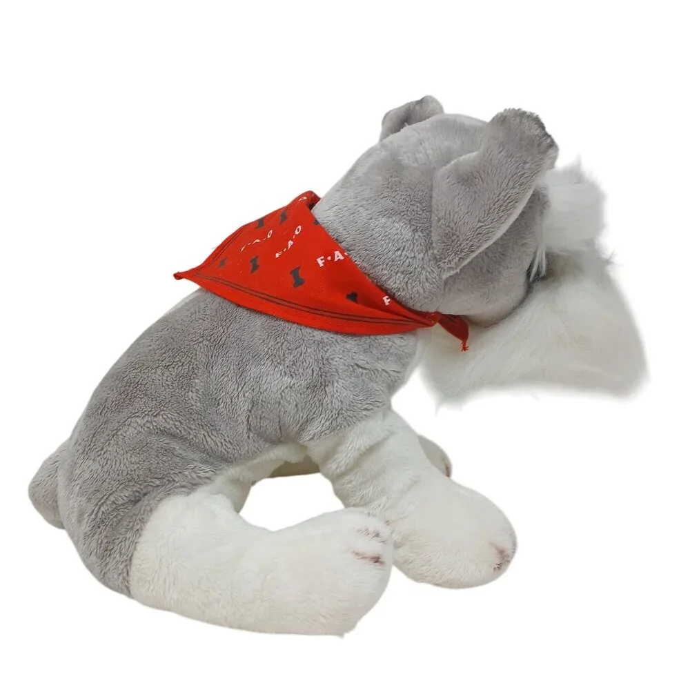 FAO Schwarz Schnauzer Dog Plush 13" Stuffed Animal w/ Scarf #D-35 - Picture 2 of 13